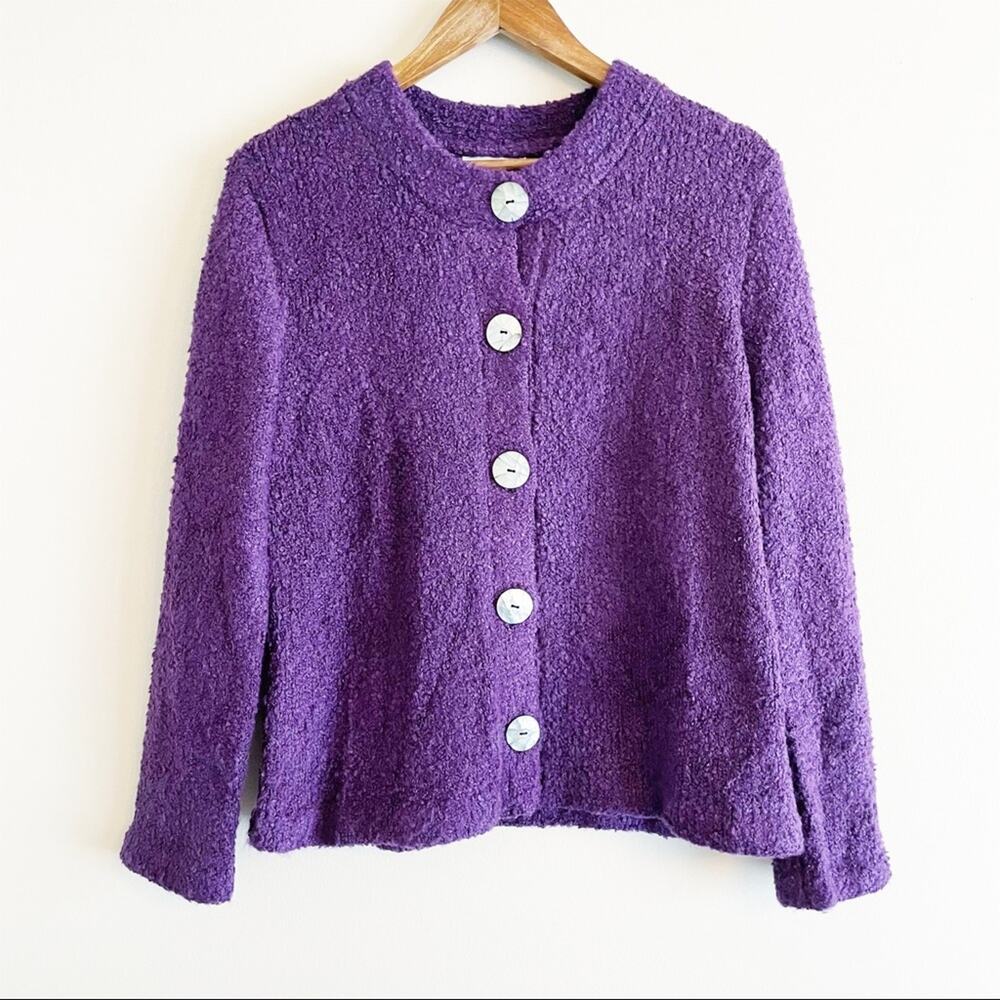 WindiRiver Loop Knit Button Front Cardigan Purple Medium EUC
